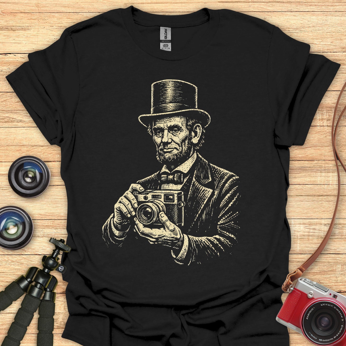 Abe Lincoln With Vintage Camera T-Shirt
