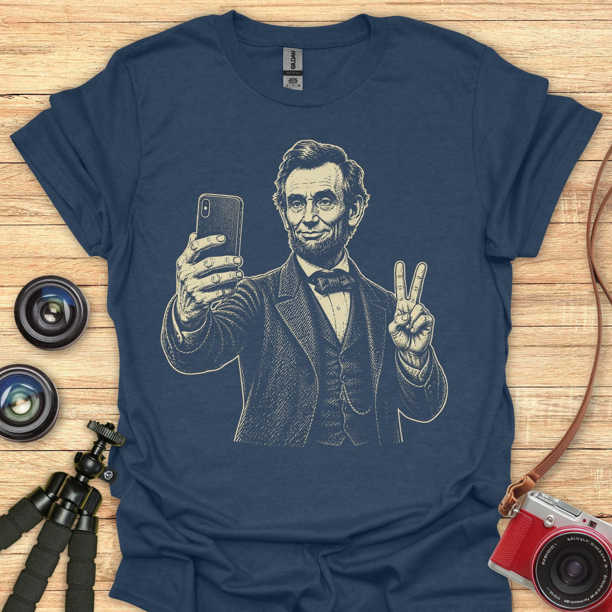 Lincoln Peace Sign Selfie T-Shirt