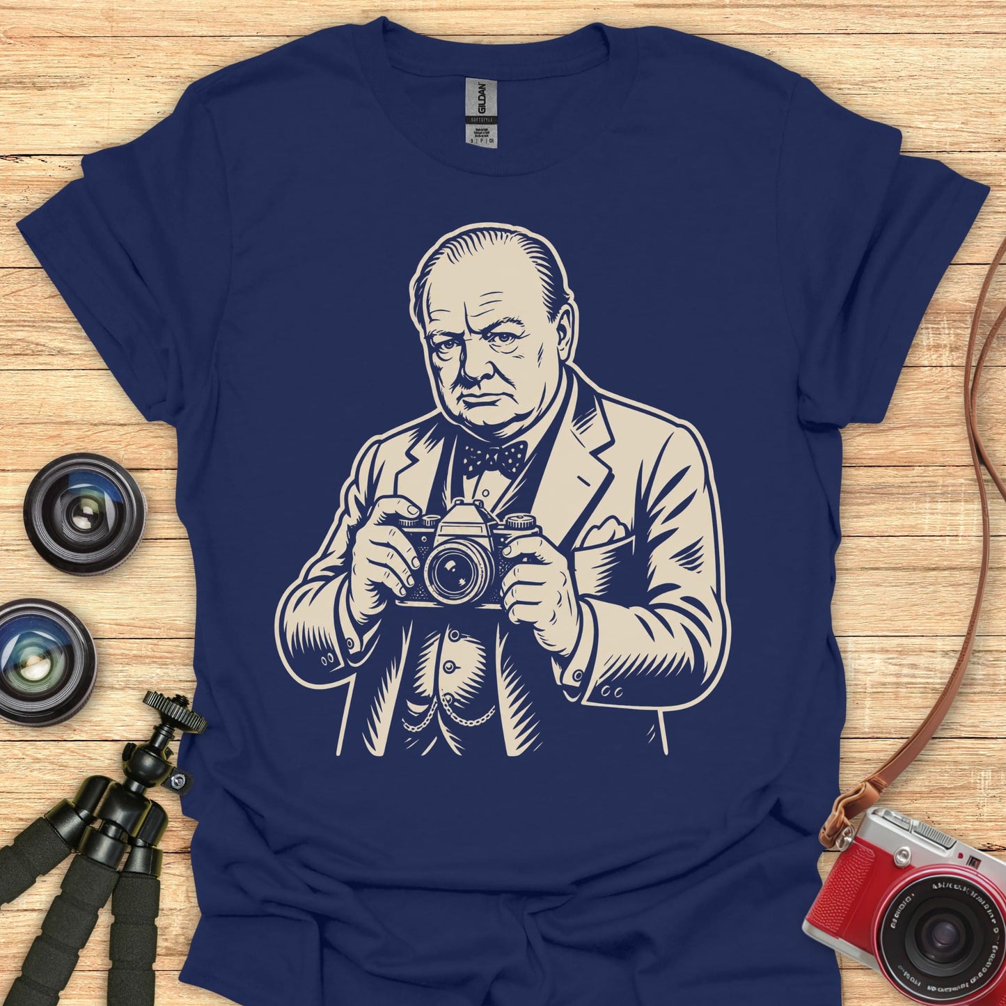 Churchill With Camera T-Shirt