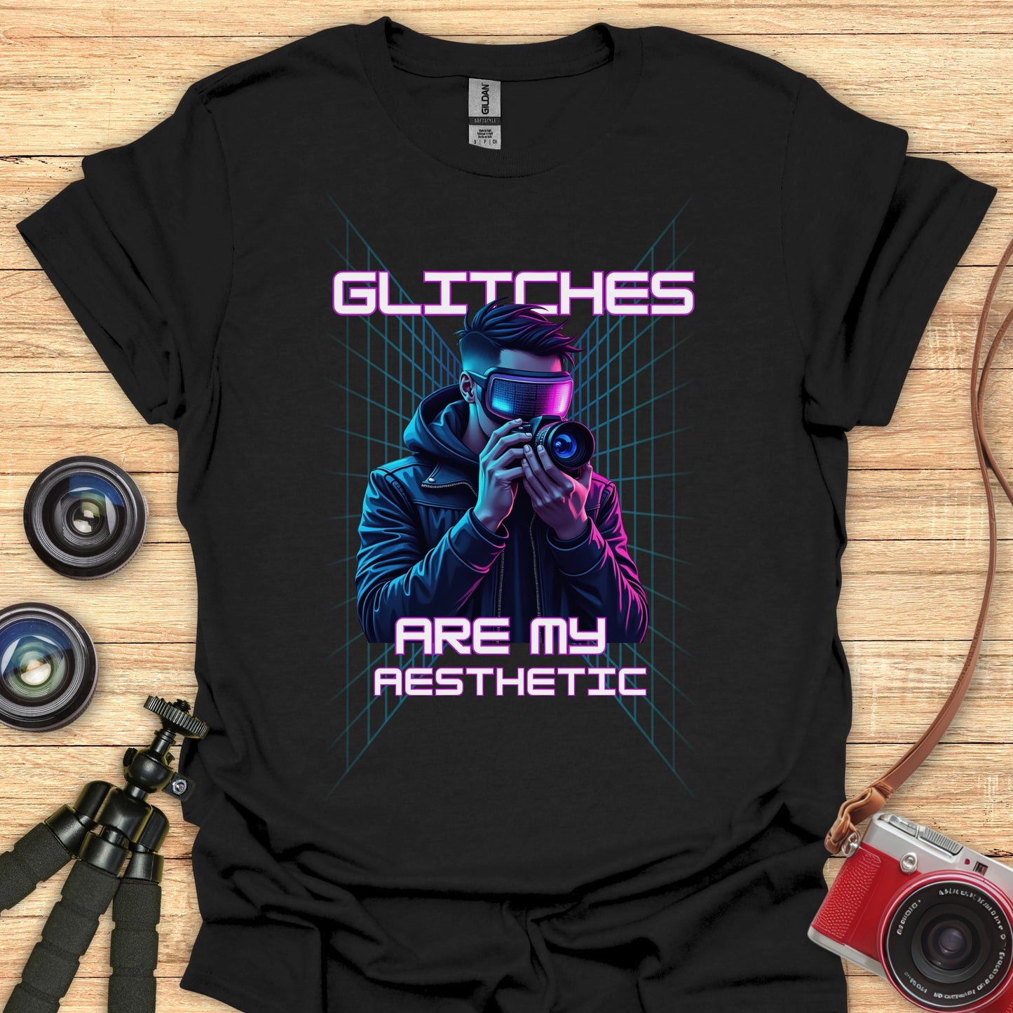 Glitchy Grid Shooter T-Shirt