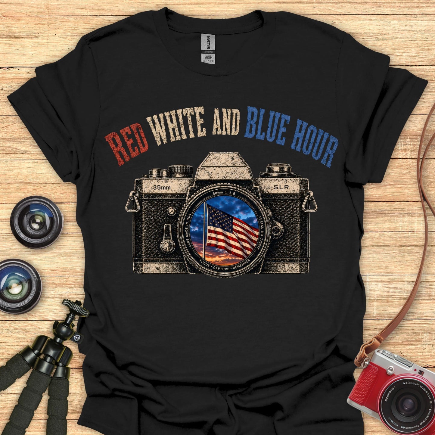 Red White & Blue Hour Camera T-Shirt
