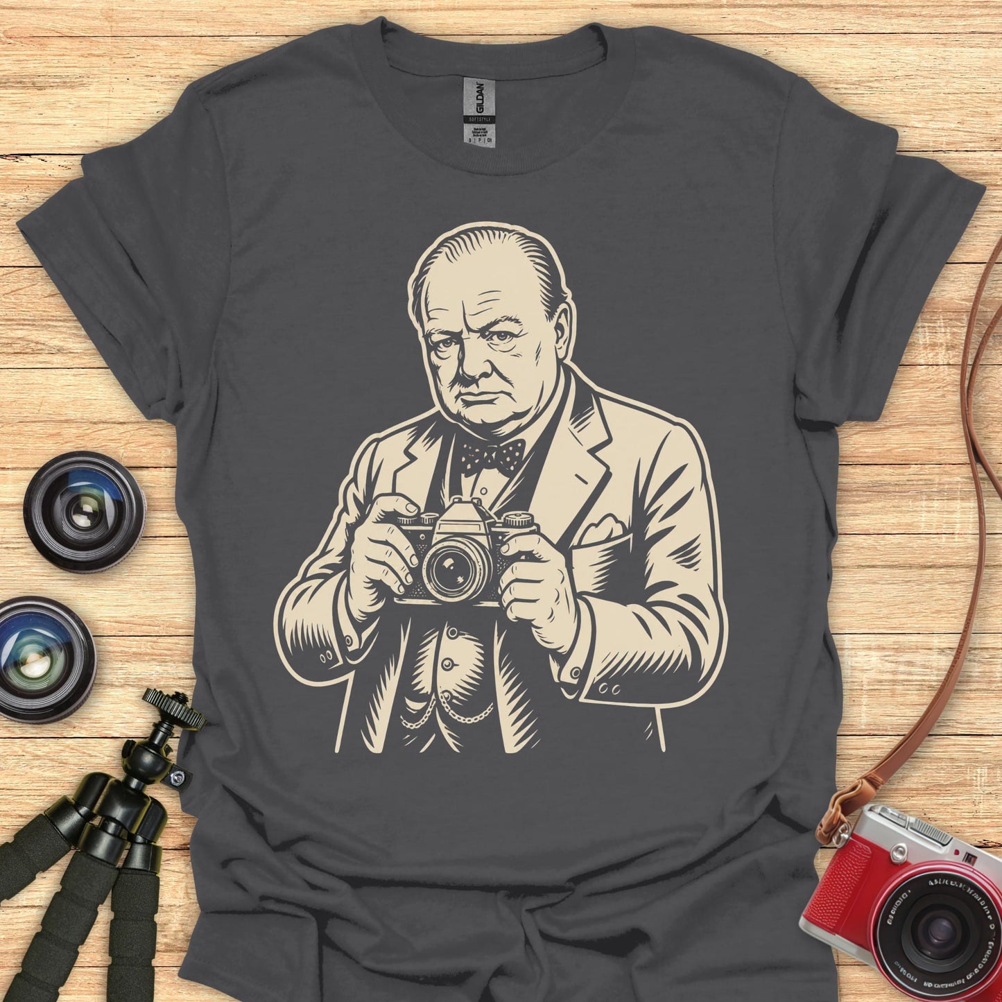 Churchill With Camera T-Shirt
