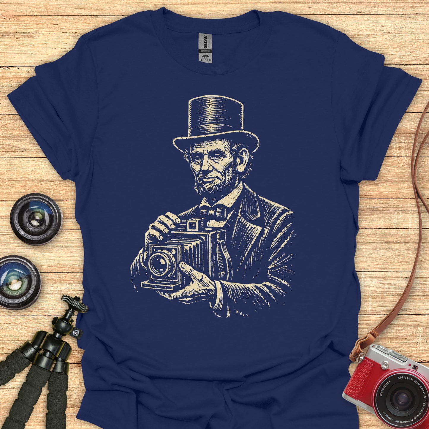 Lincoln With Antique Camera T-Shirt