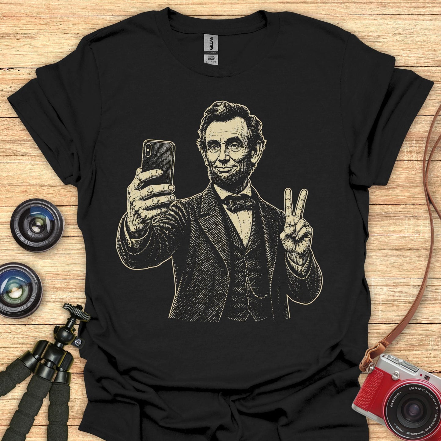 Lincoln Peace Sign Selfie T-Shirt