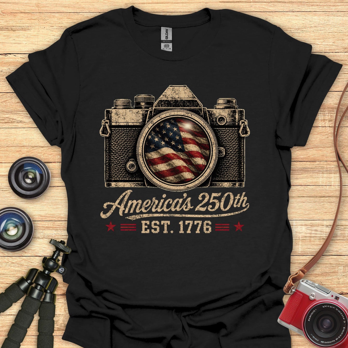 Camera Flag USA 250 T-Shirt