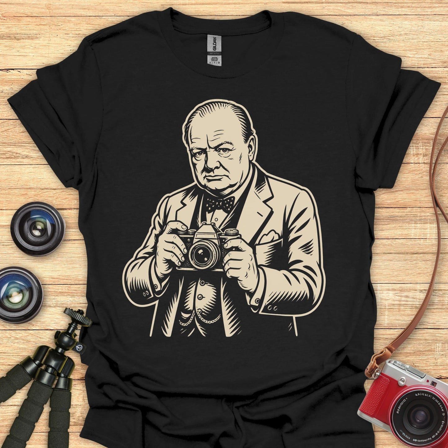 Churchill With Camera T-Shirt