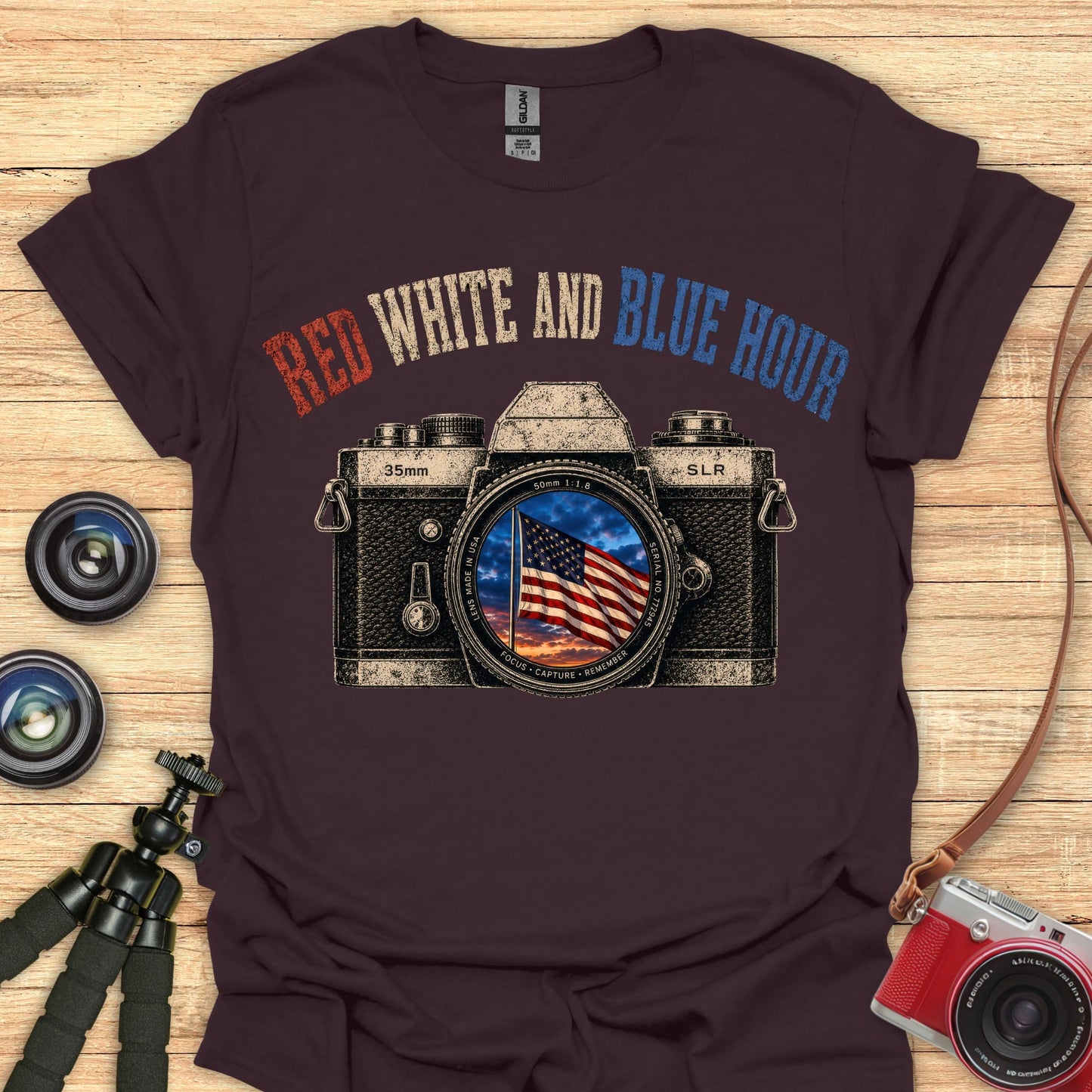 Red White & Blue Hour Camera T-Shirt