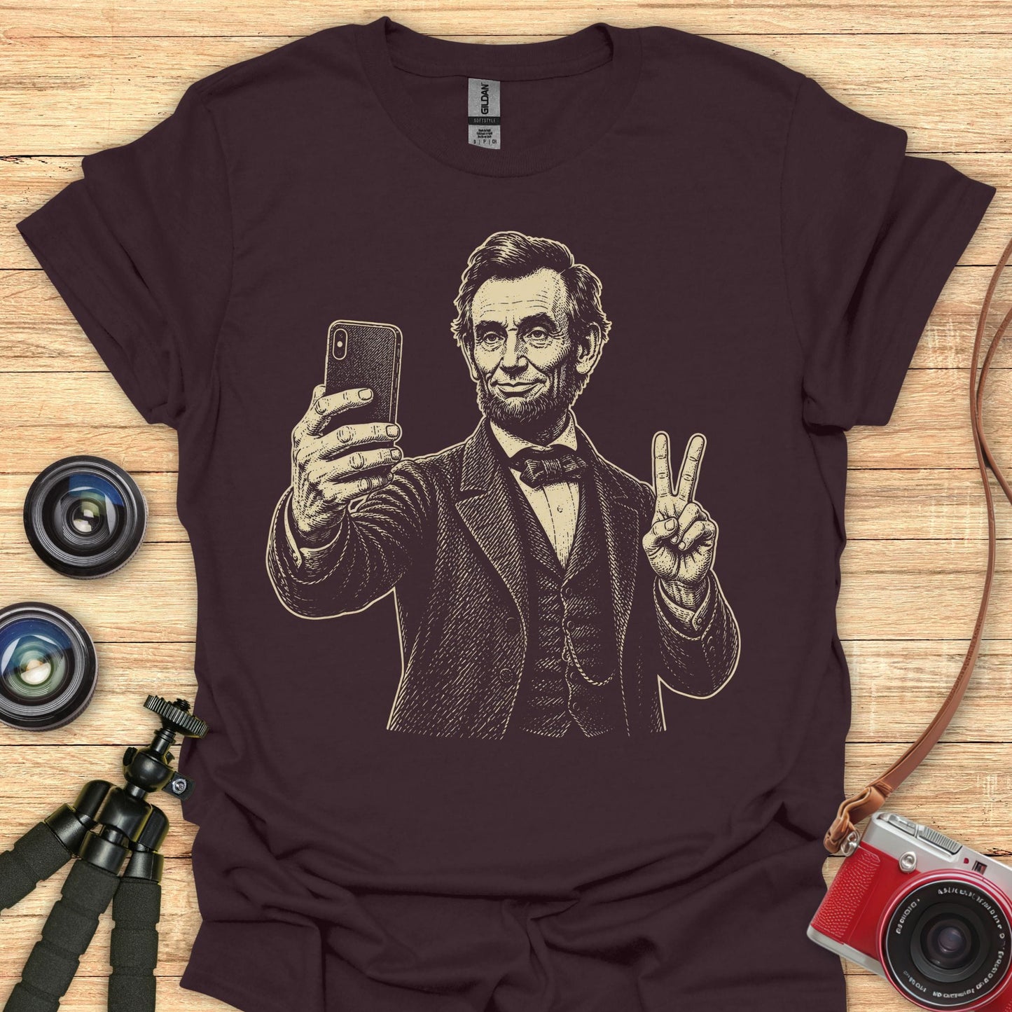 Lincoln Peace Sign Selfie T-Shirt