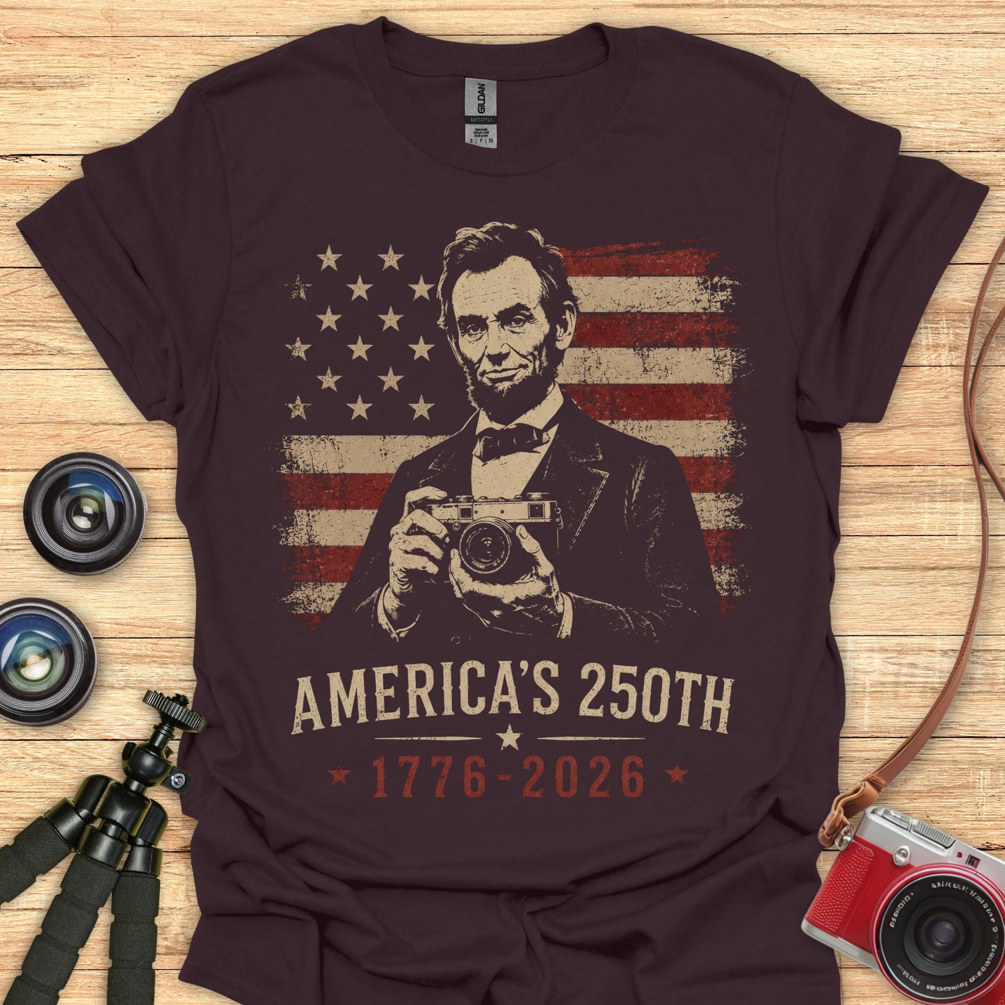 Lincoln With Camera 250th T-Shirt