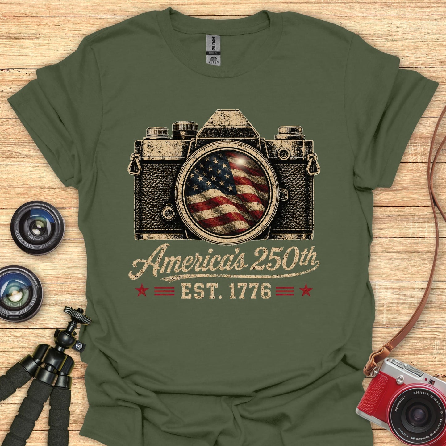 Camera Flag USA 250 T-Shirt