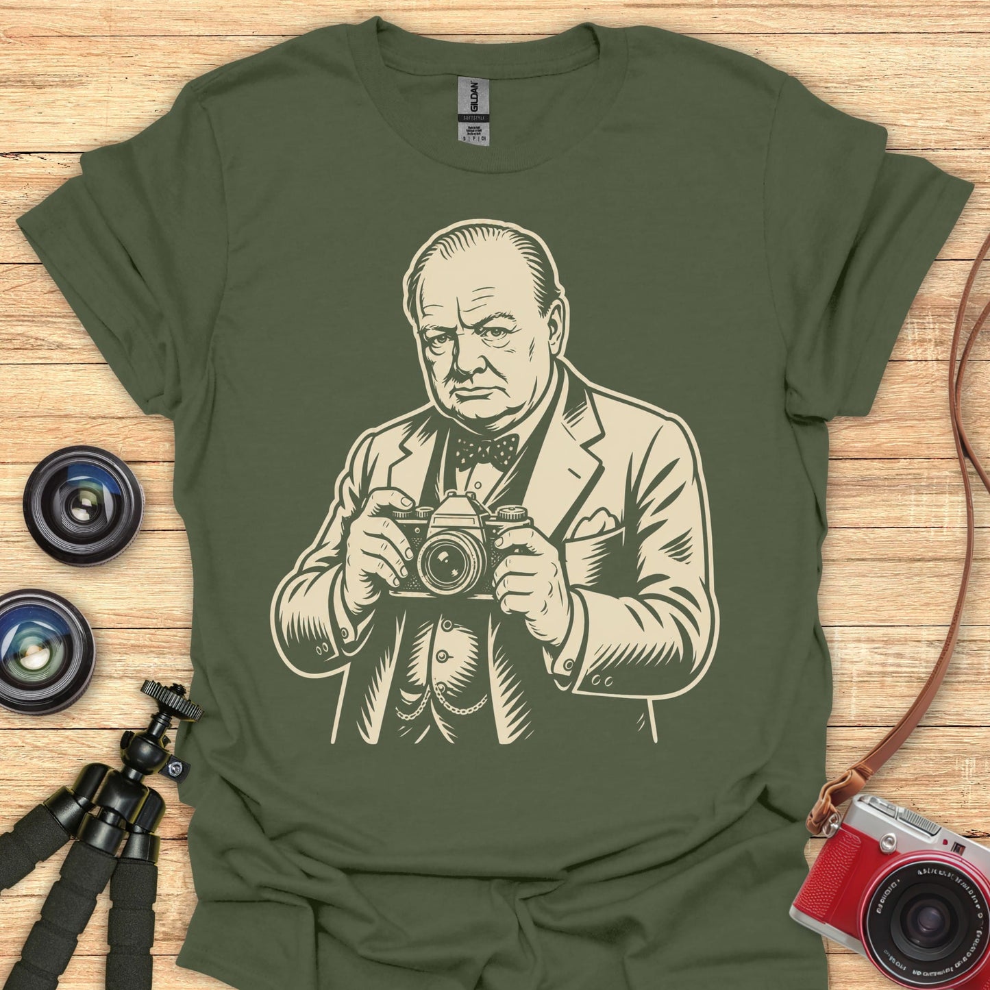 Churchill With Camera T-Shirt
