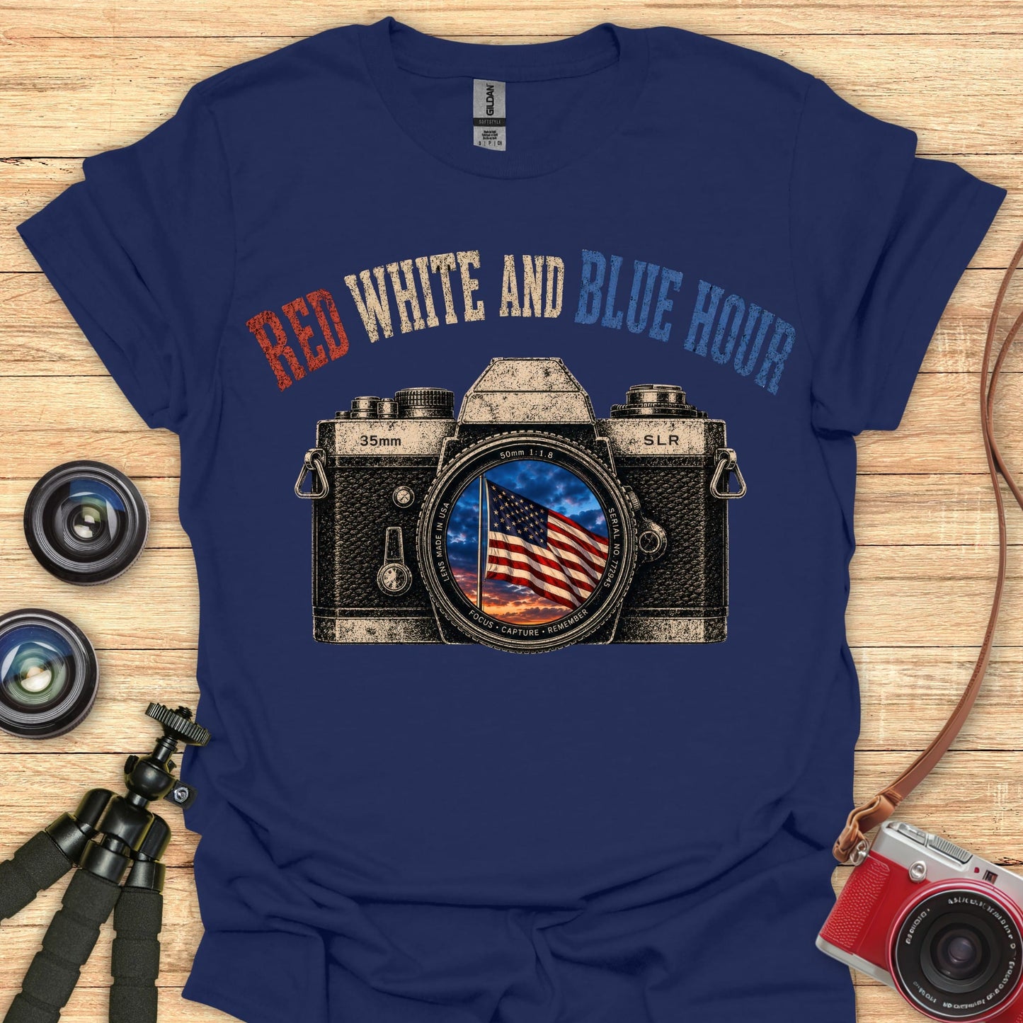 Red White & Blue Hour Camera T-Shirt