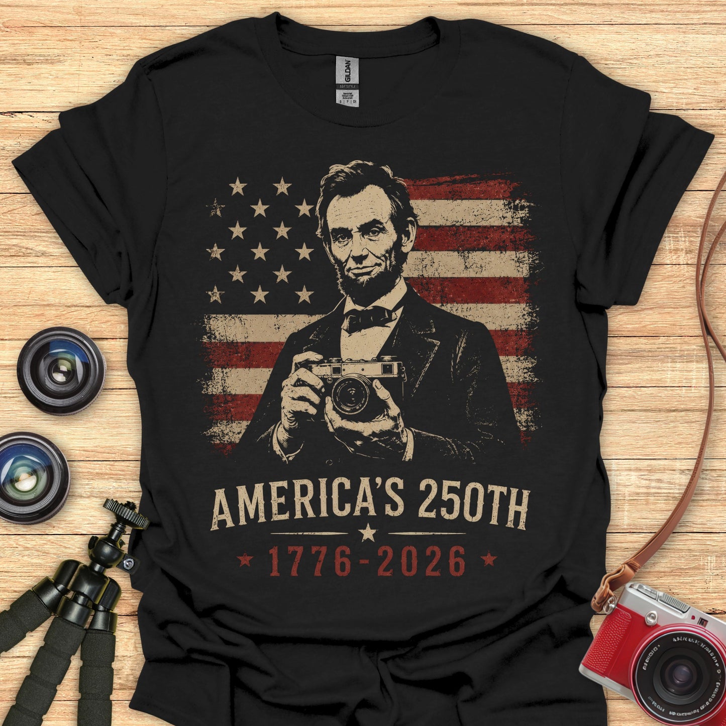 Lincoln With Camera 250th T-Shirt