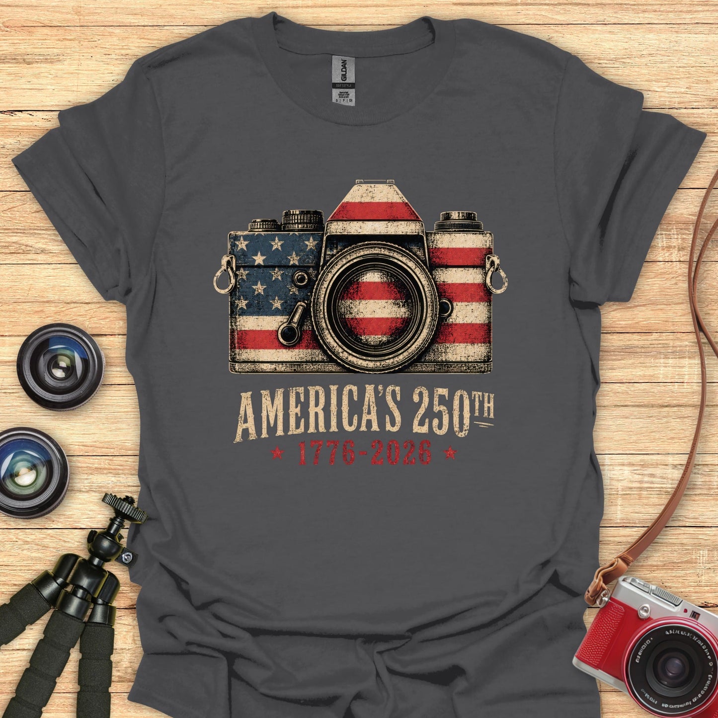 American Old School Camera 250th T-Shirt