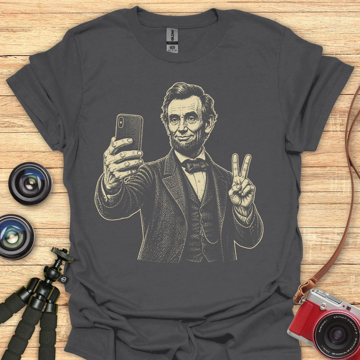 Lincoln Peace Sign Selfie T-Shirt