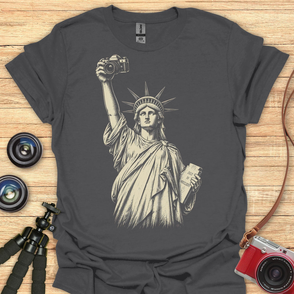 Statue Of Liberty With Camera T-Shirt