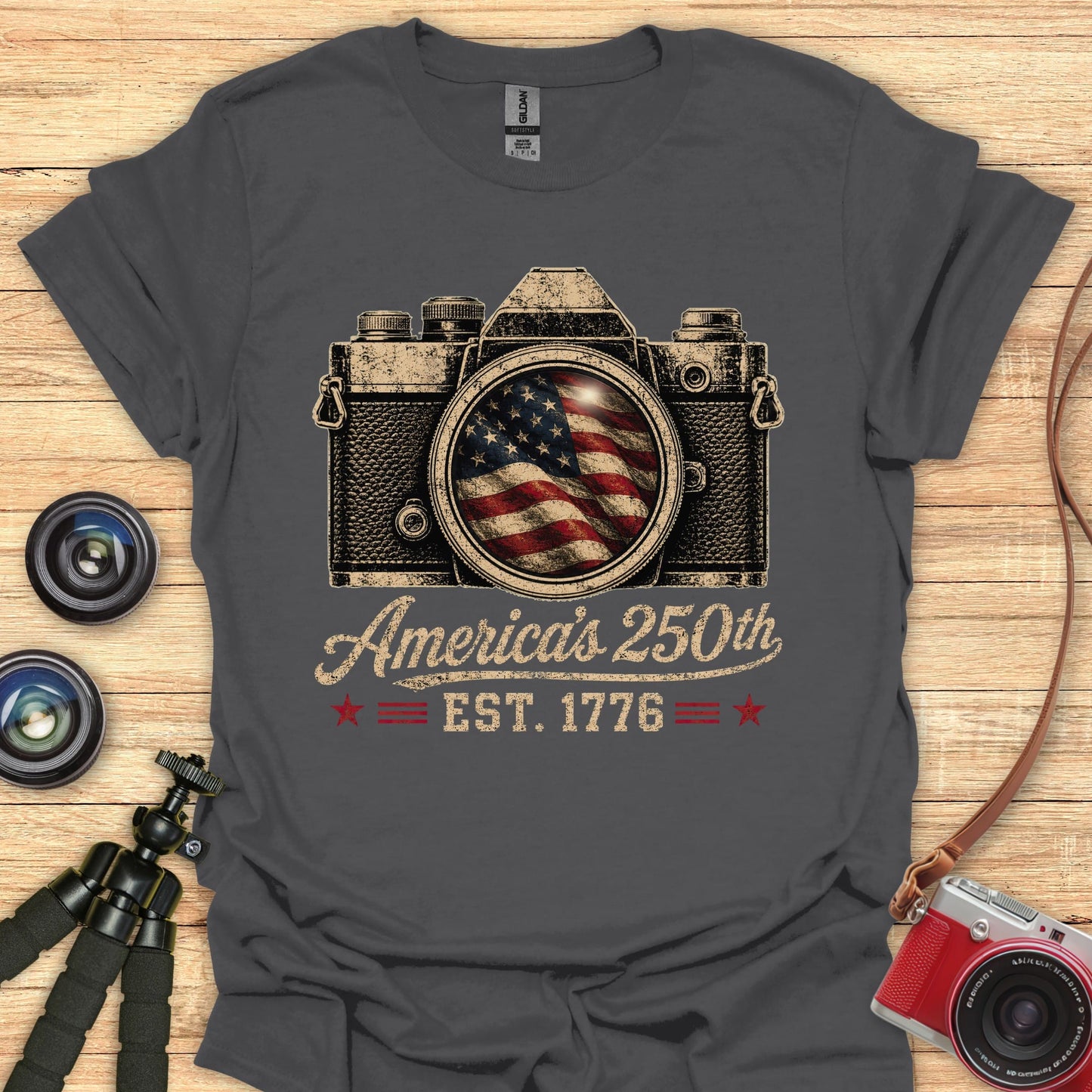 Camera Flag USA 250 T-Shirt