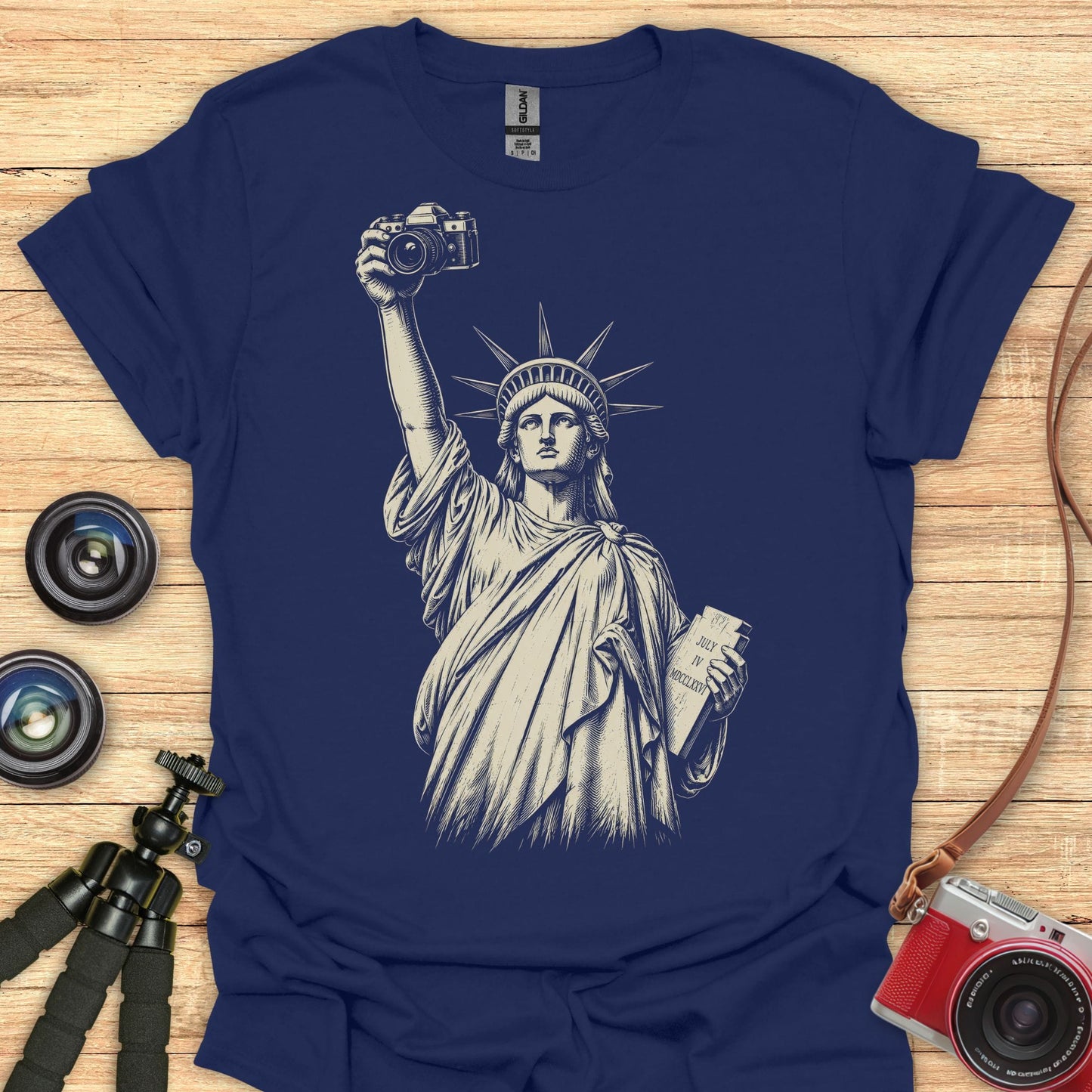 Statue Of Liberty With Camera T-Shirt