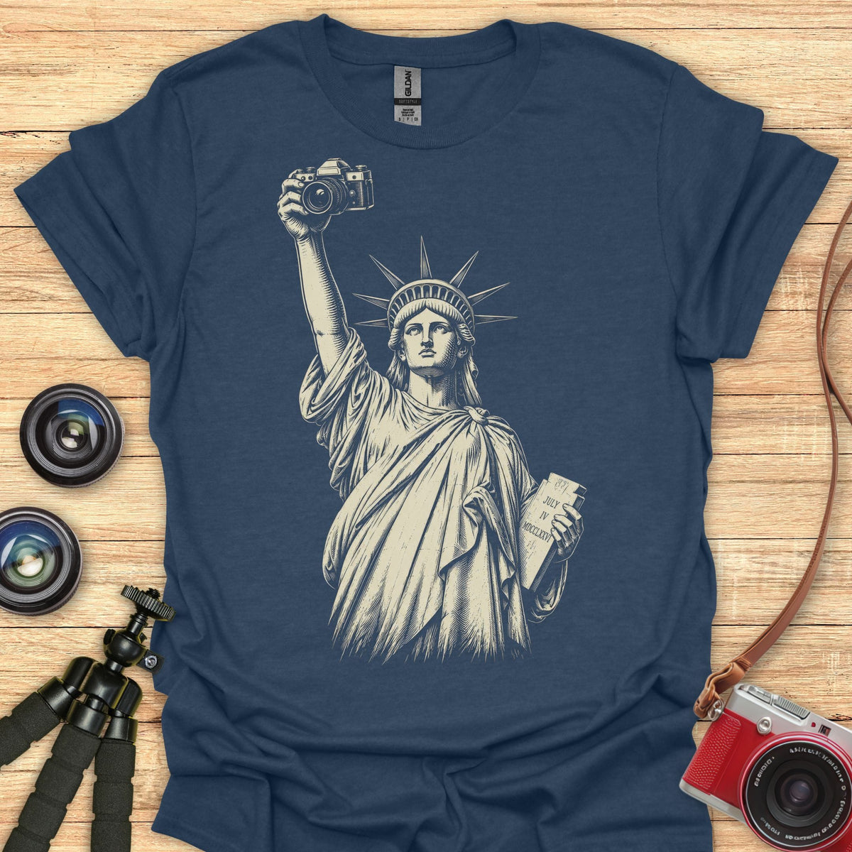 Statue Of Liberty With Camera T-Shirt