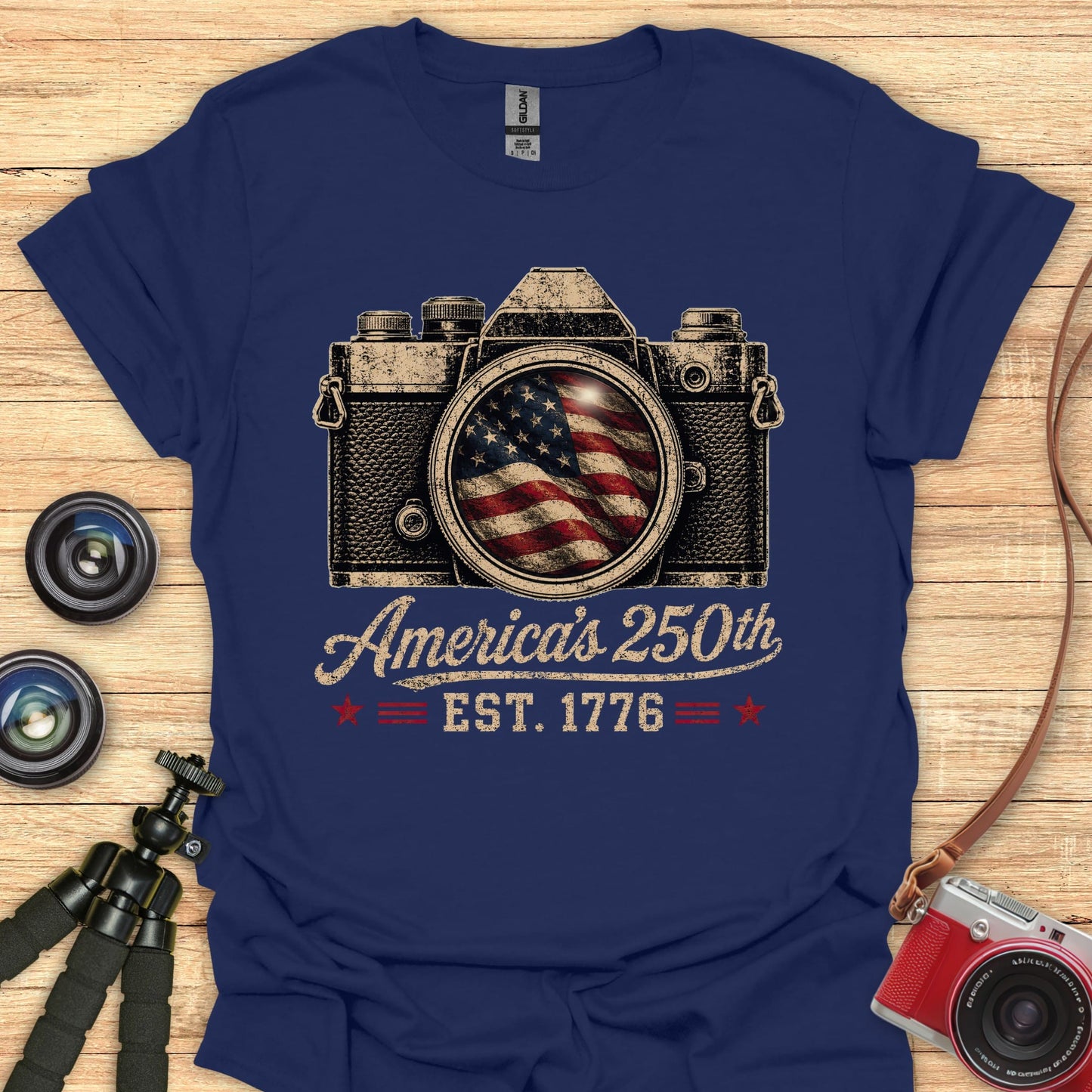 Camera Flag USA 250 T-Shirt